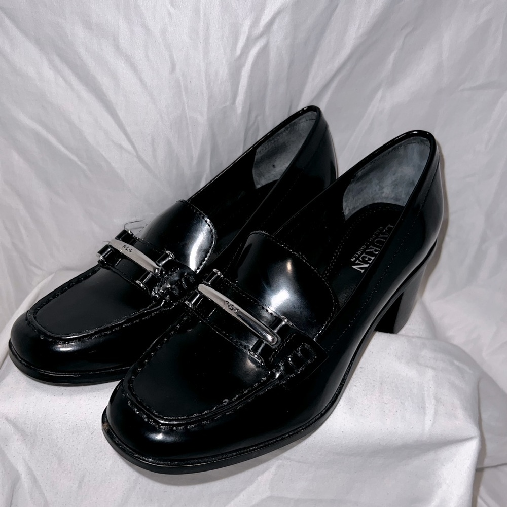 Ralf Lauren Black Block Loafers